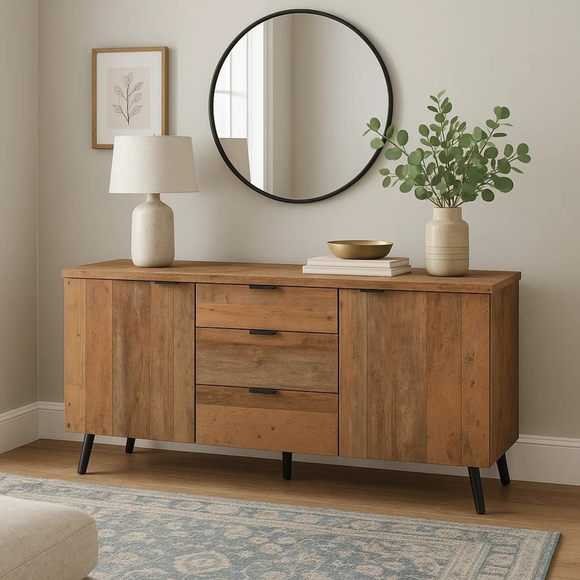 Rustikales Schlafzimmer-Sideboard aus Holz