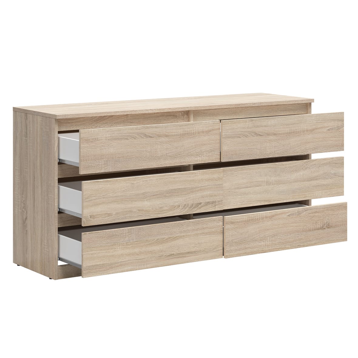 Kommode mit 6 Schubladen Spanplatten Helles Holz Edwin