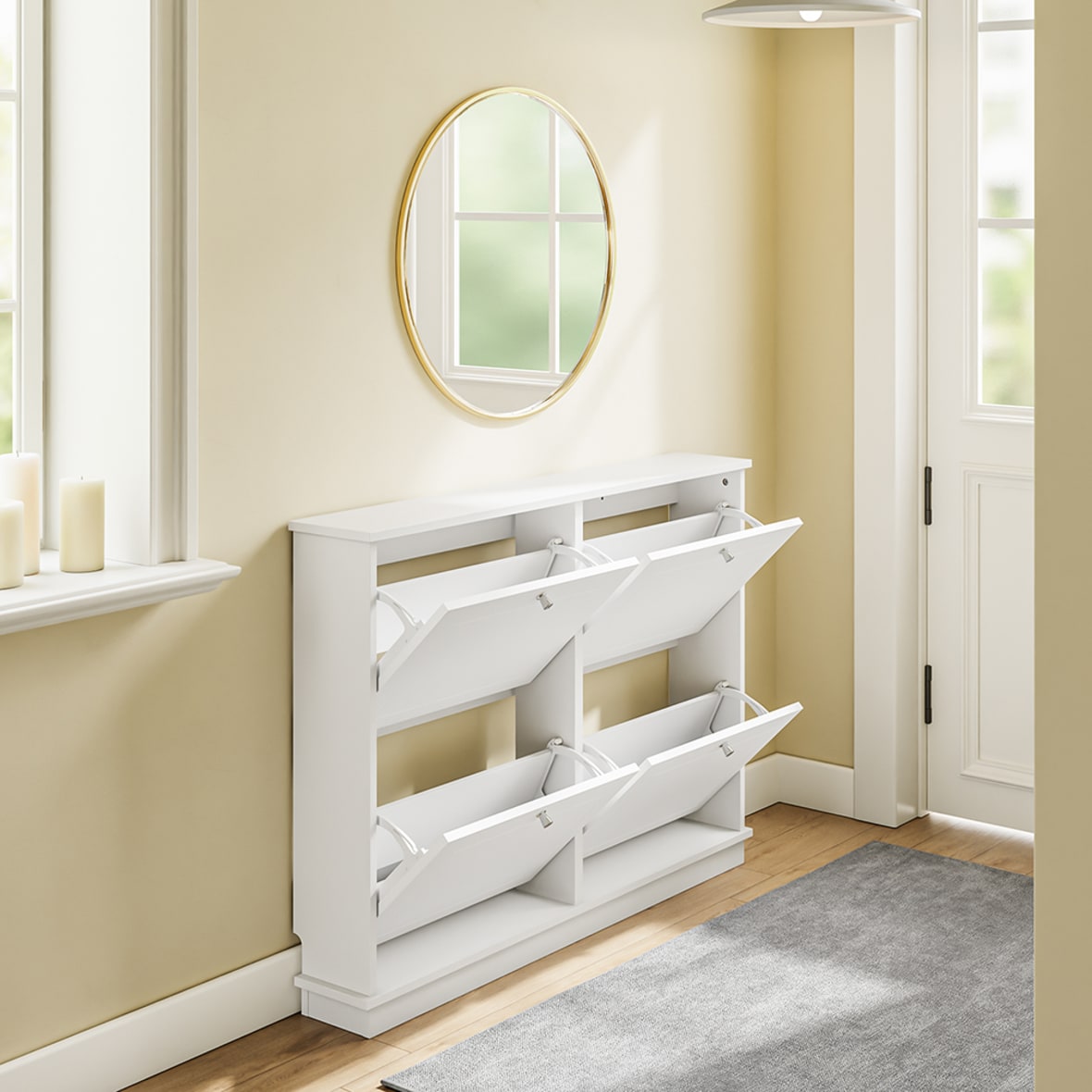 Schuhschrank klappbar Weiß 105×18×78 cm FSR216-W