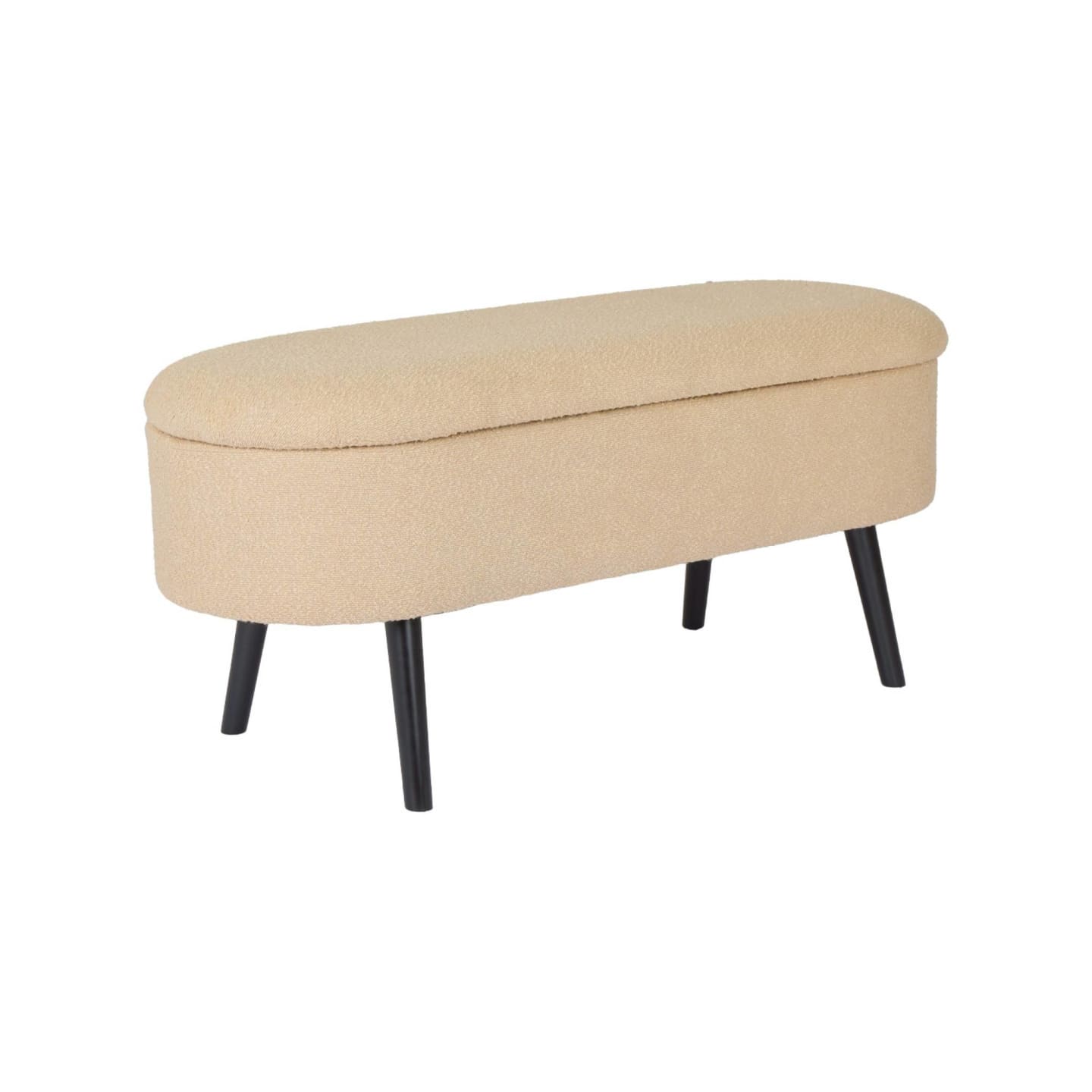 Sitzbank mit Stauraum, Bettende aus strukturiertem Bouclé, beige Sherpa