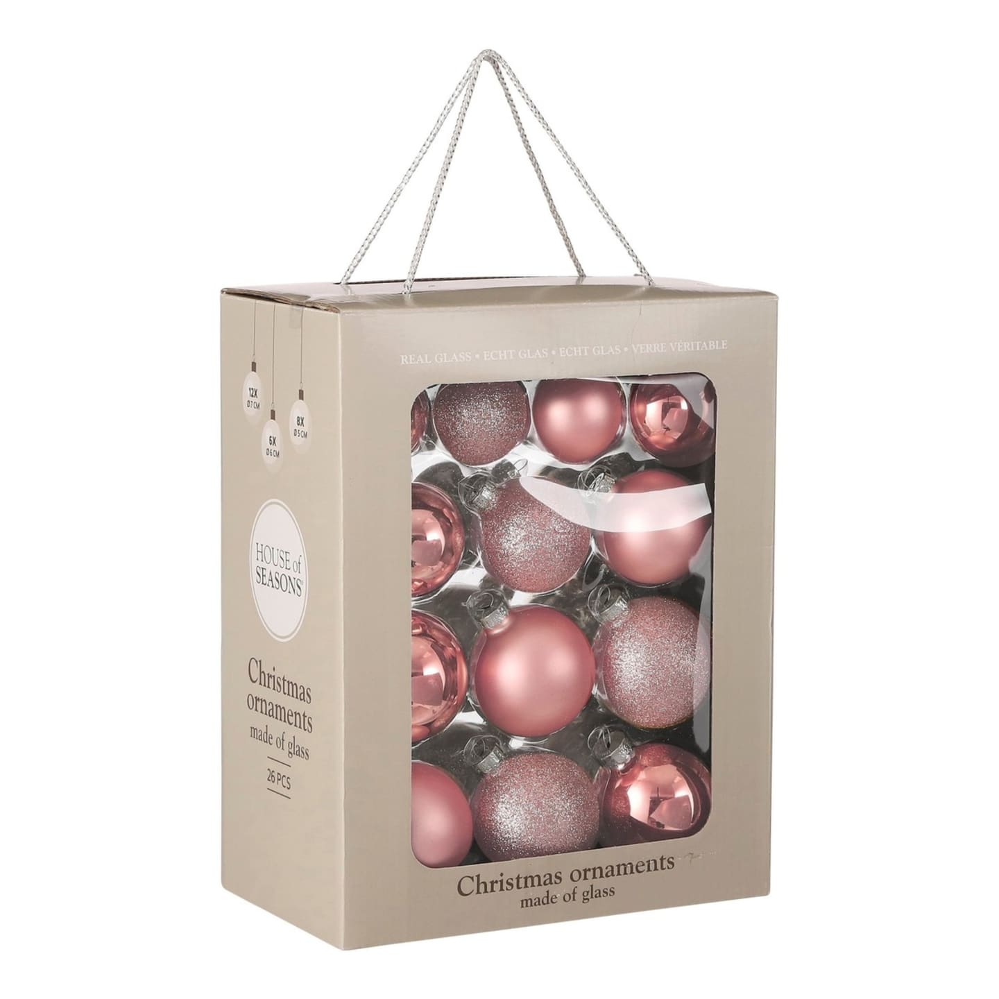 Weihnachtskugel Glass baubles Rosa Glas H7xB7xL7cm Glass baubles