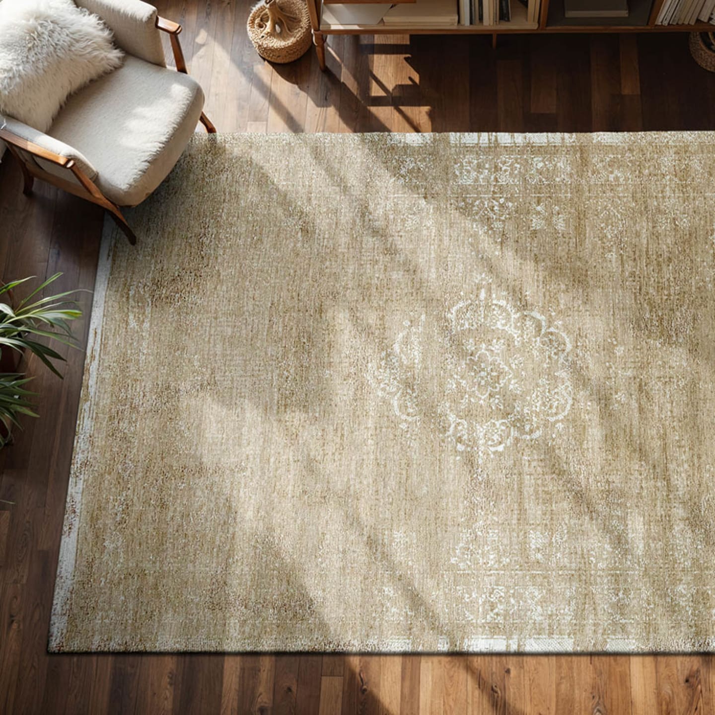 Teppich waschbar In-/Outdoor Beige 240x340 Fading world medallion