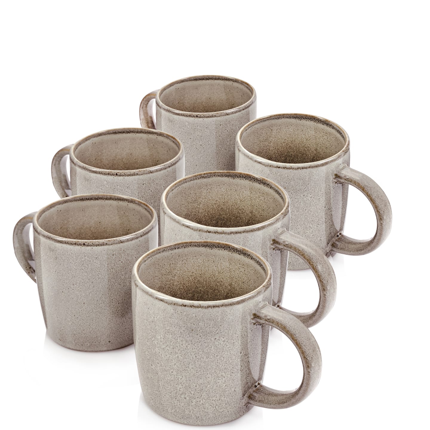 6er Set Kaffeebecher aus Steingut, grau Kairo clay