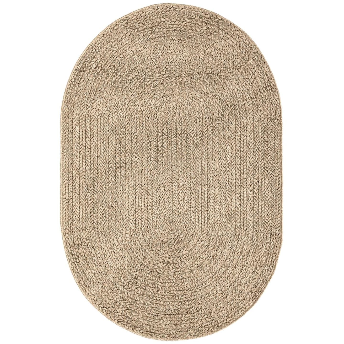 Teppich Outdoor Jute Optik Uni Terrasse - Nature - 140 x 200, Oval Kansas