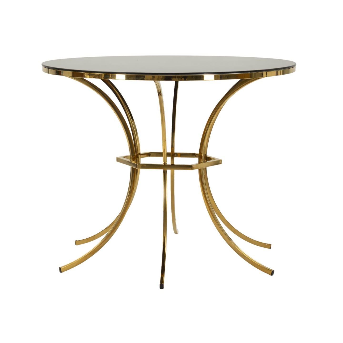 Esstisch aus gold-schwarzem Metall und Glas (Ø 100x80 cm) Shanty