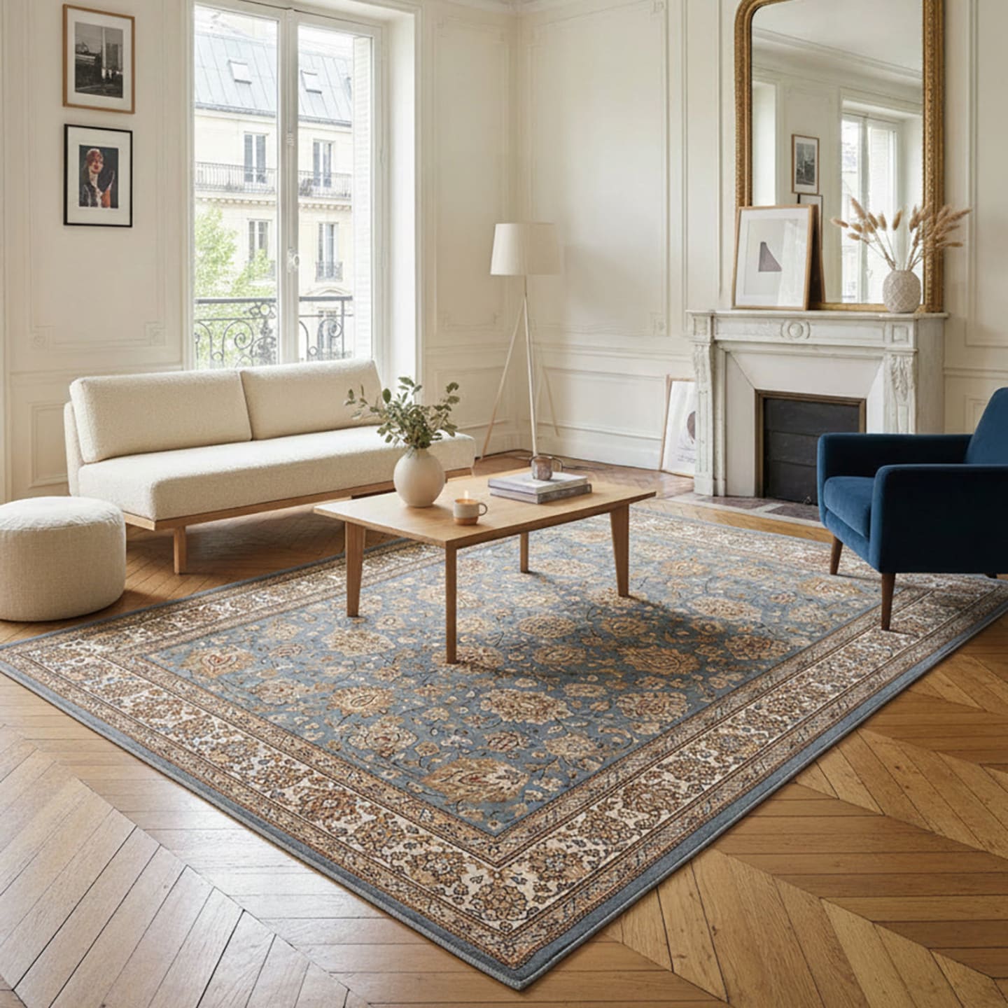 Design Teppich mit Blumenmuster 170 x 230 cm Vendome