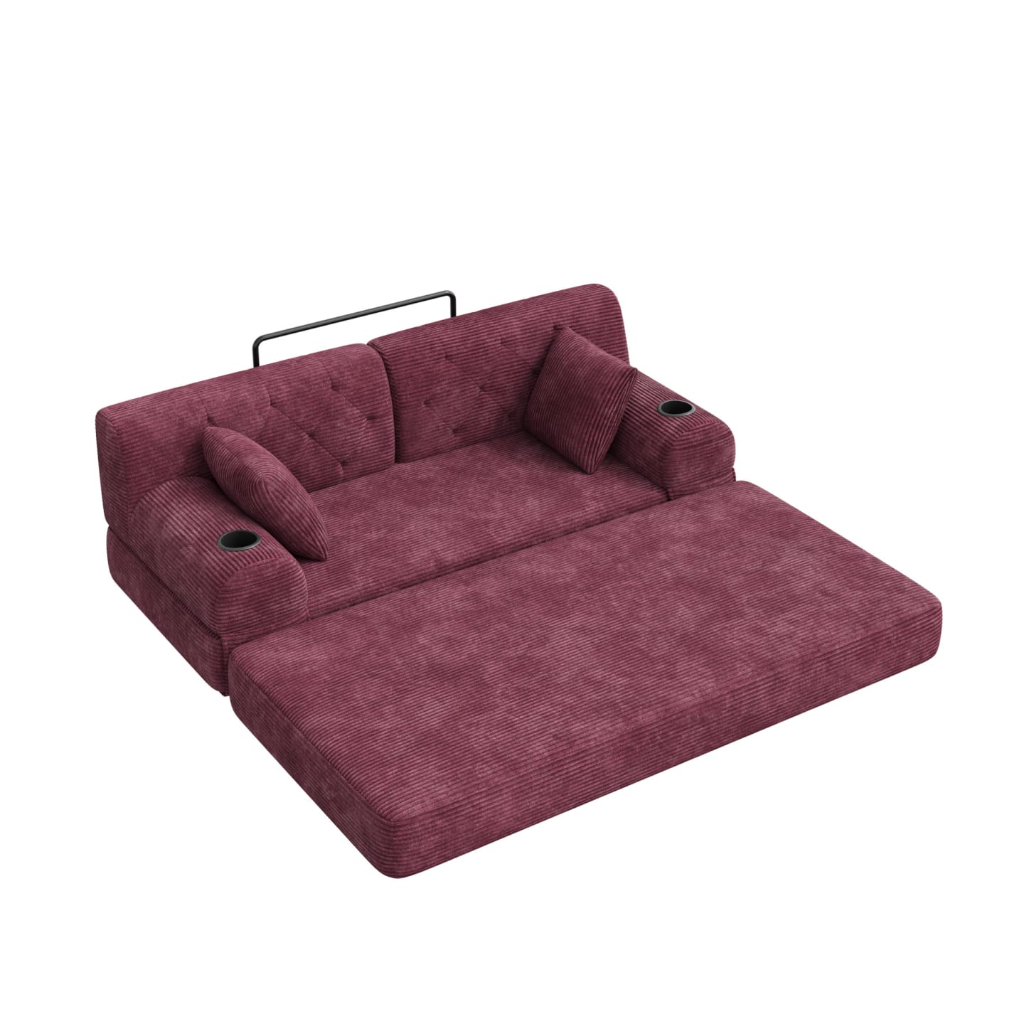 Sofa aus Cord mit hoher Rückenlehne 168x80x81 cm, weinrot