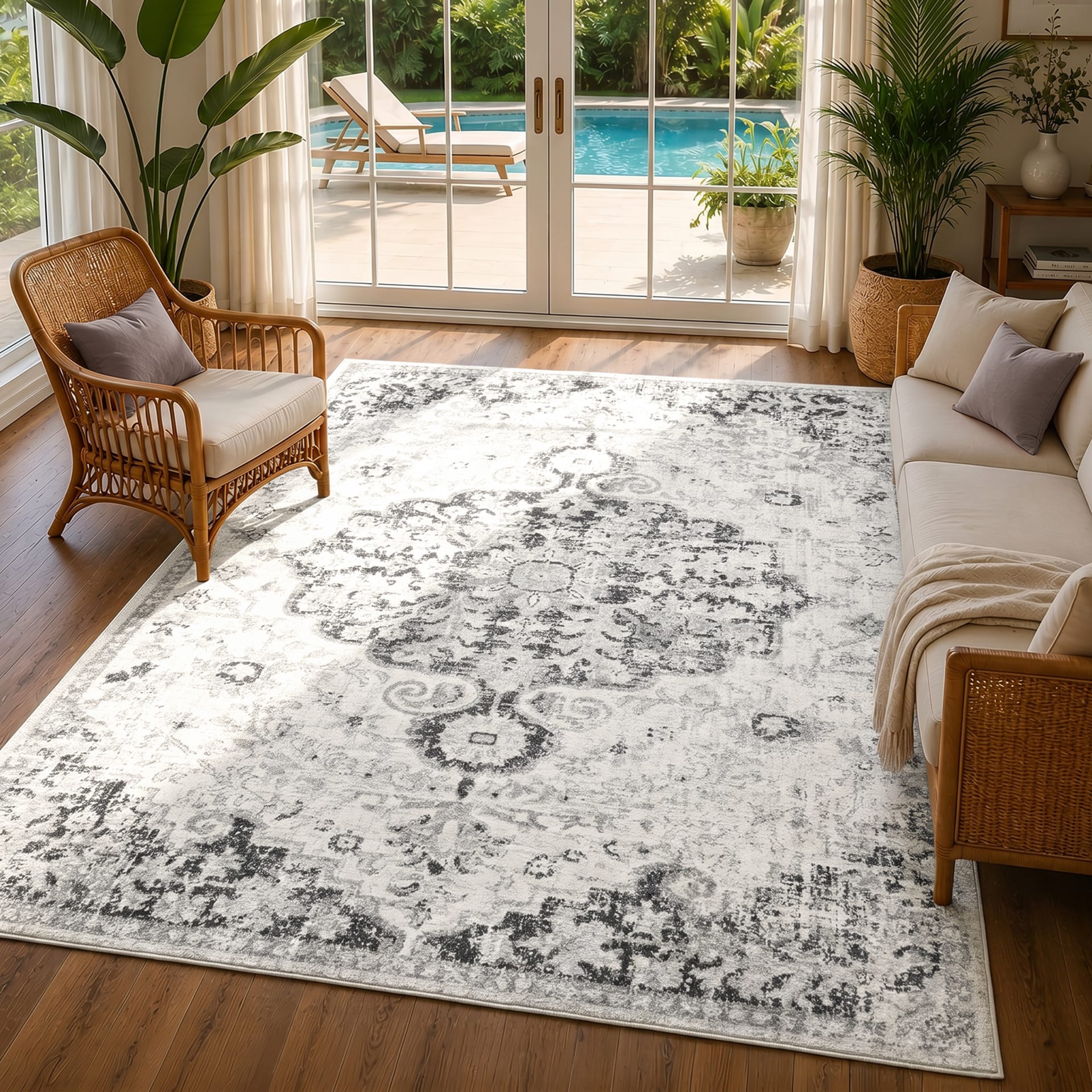 Vintage Orientalischer Teppich Grau/Schwarz 120x170 Lou
