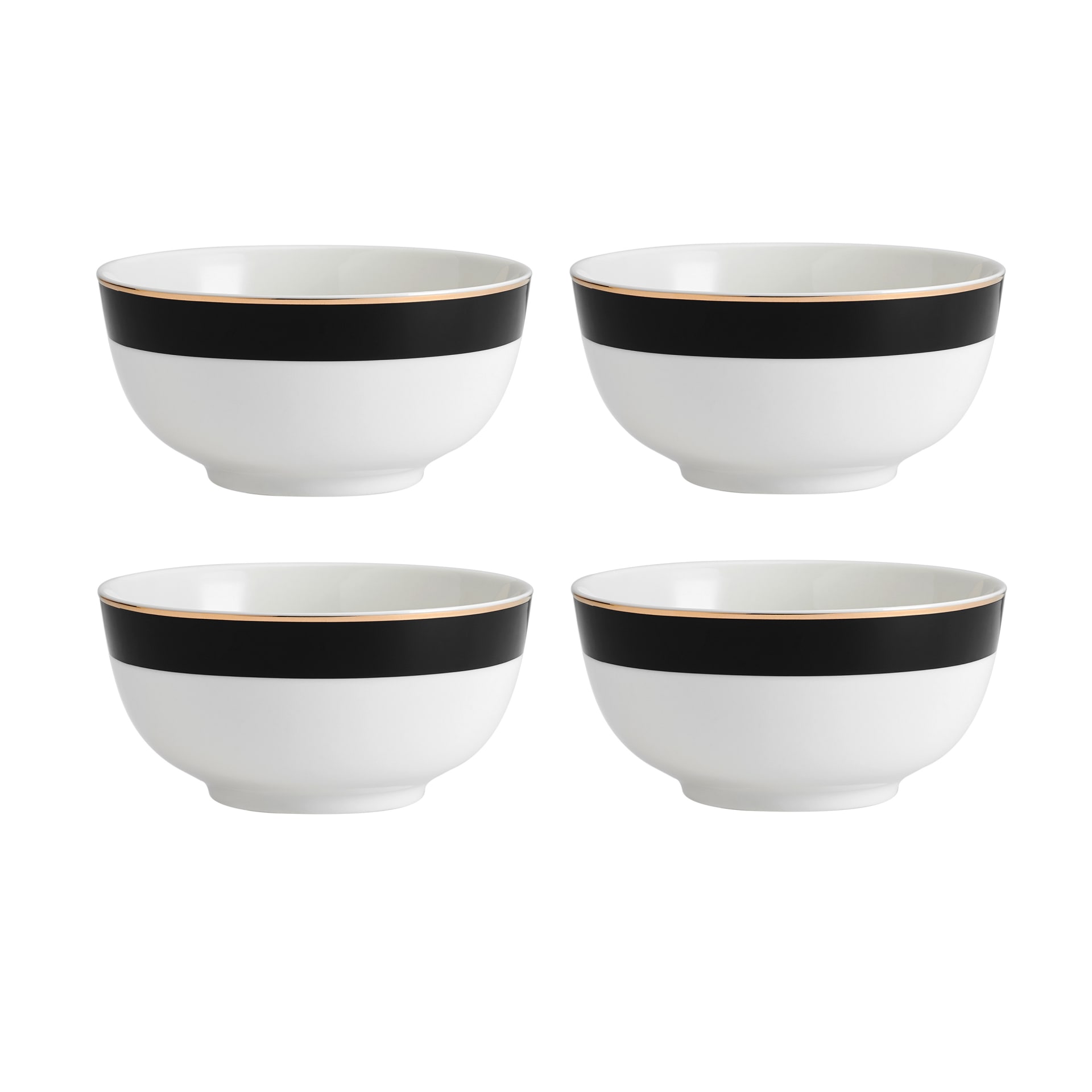 4er Set Schälchen aus Porzellan Schwarz 450ml 14cm Luxe deco