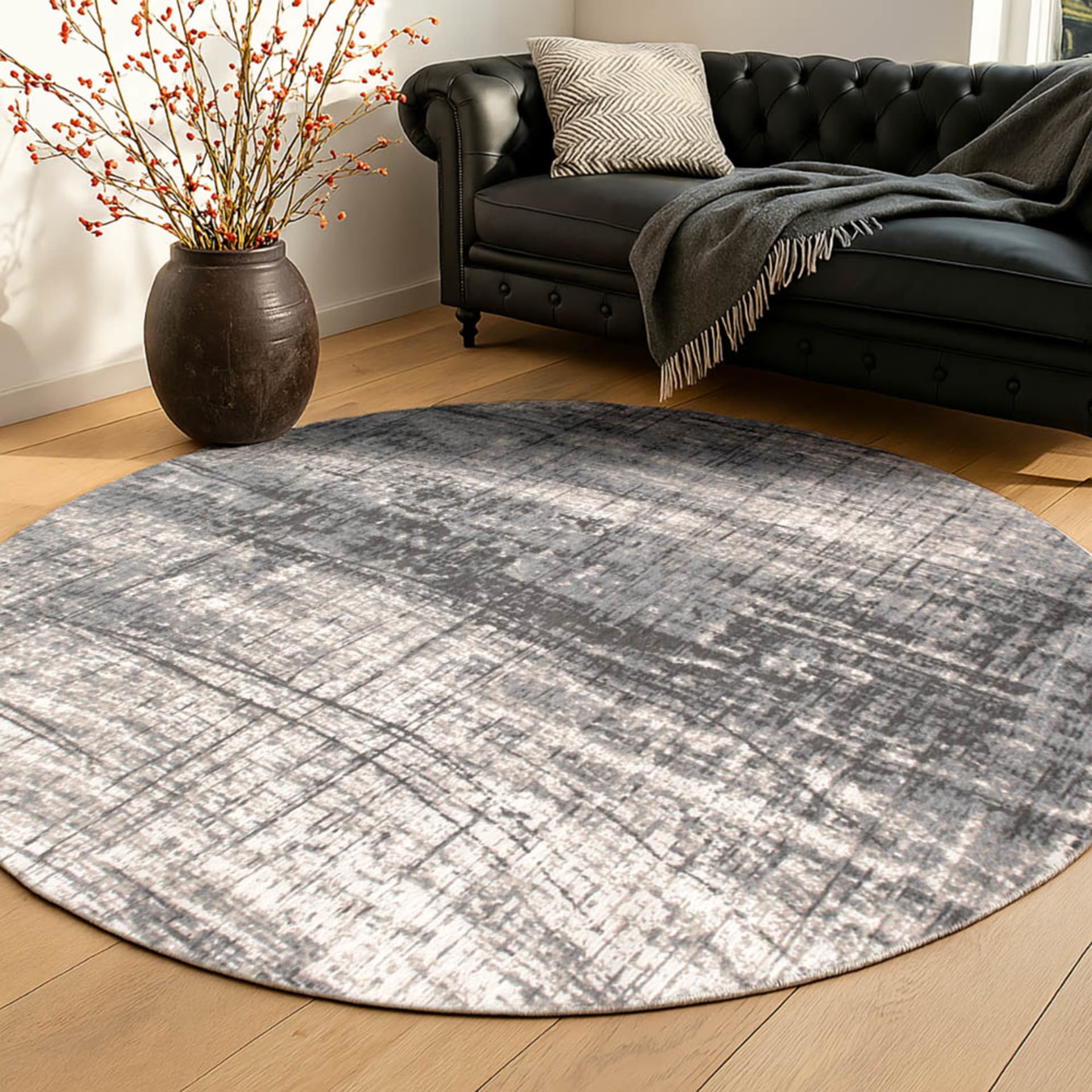 GRIFF - Teppich waschbar In-/Outdoor Grau 140x140 Mad men griff