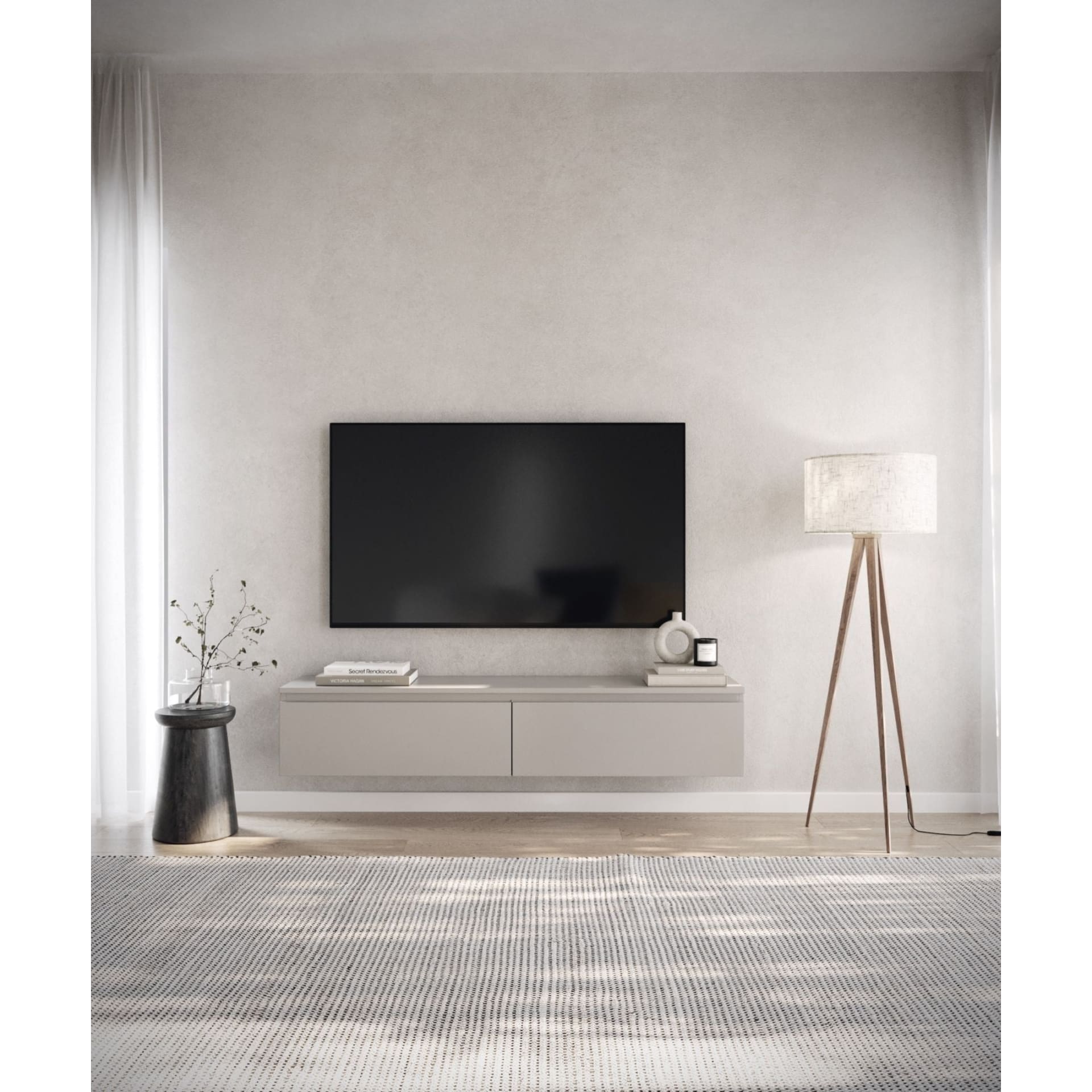 TV-Hängeboard, Greige, 150 cm Bemmi