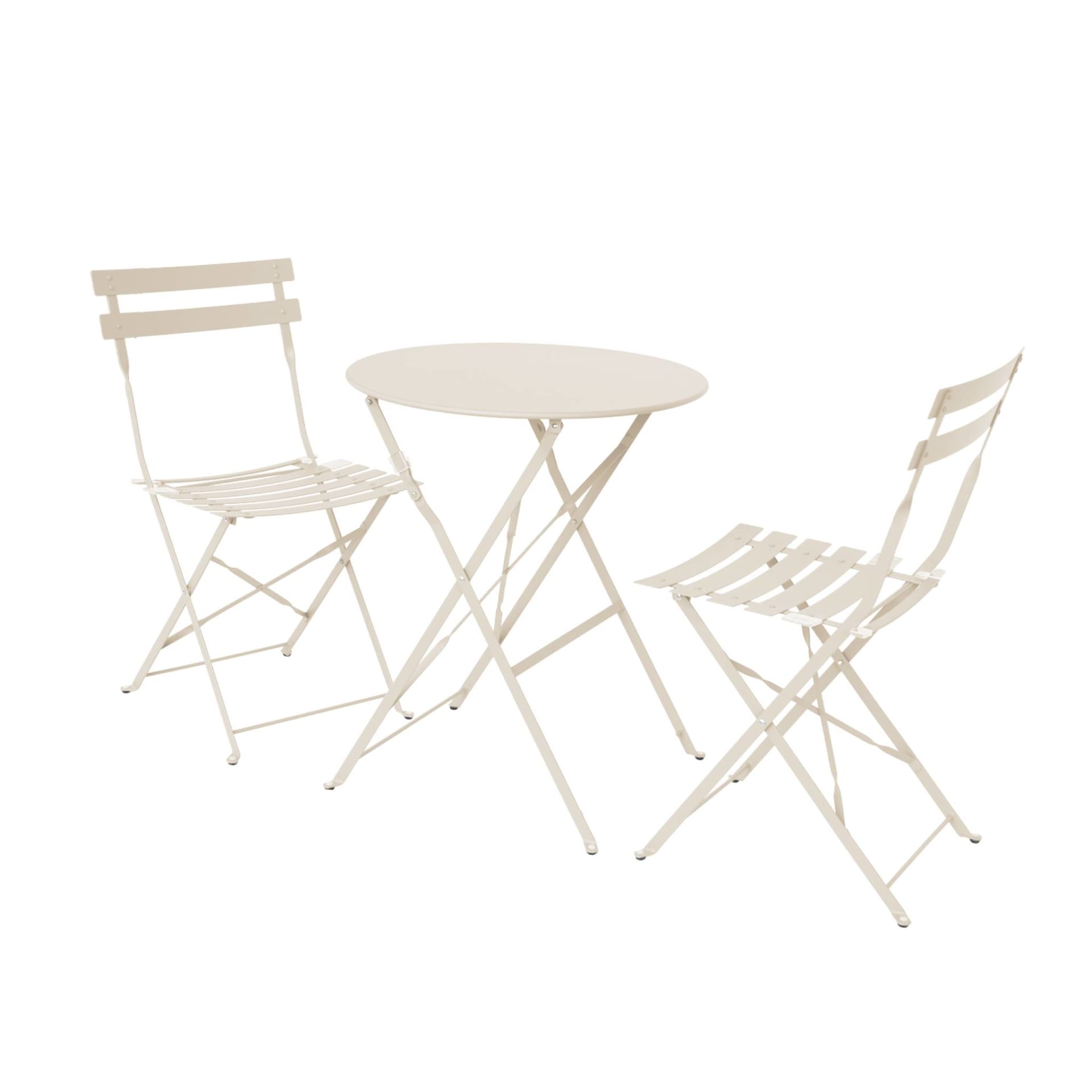 Runder Gartentisch Ø 60 cm, mit 2 Stühlen, beige Emilia