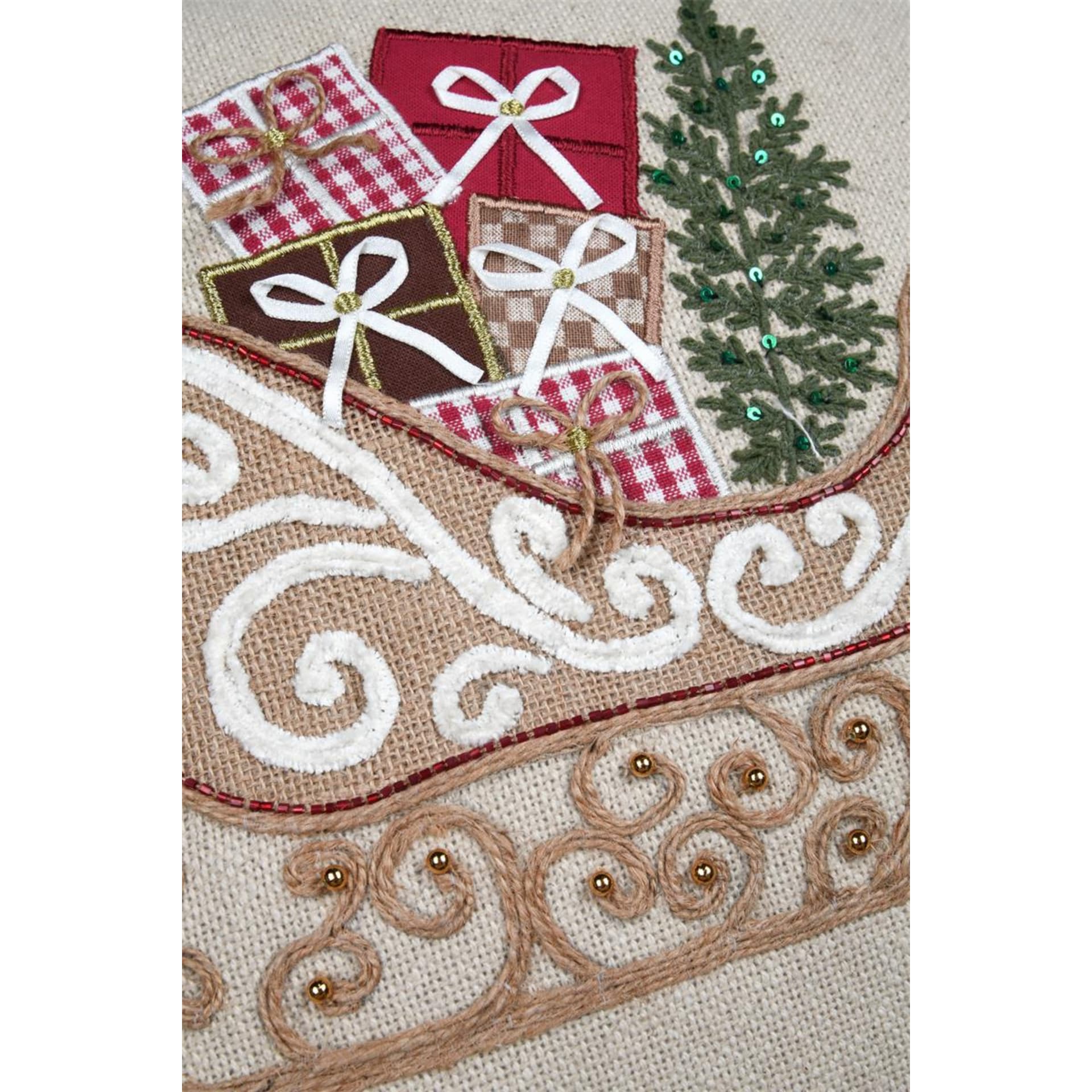 Weihnachtskissen aus Baumwolle, 45 × 45 cm, beige