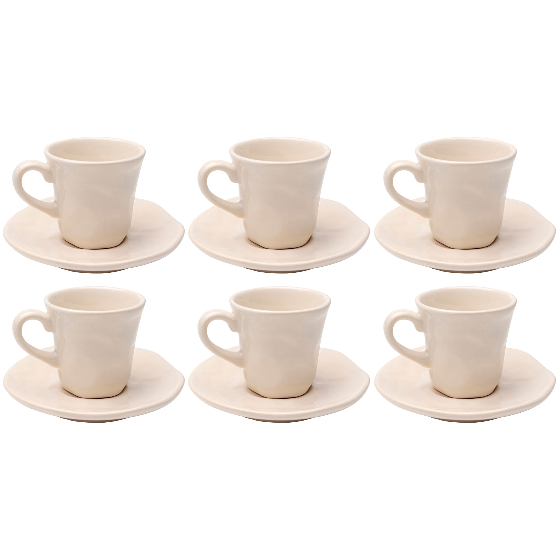 6er-Set Esspressotassen aus Keramik, creme Organic