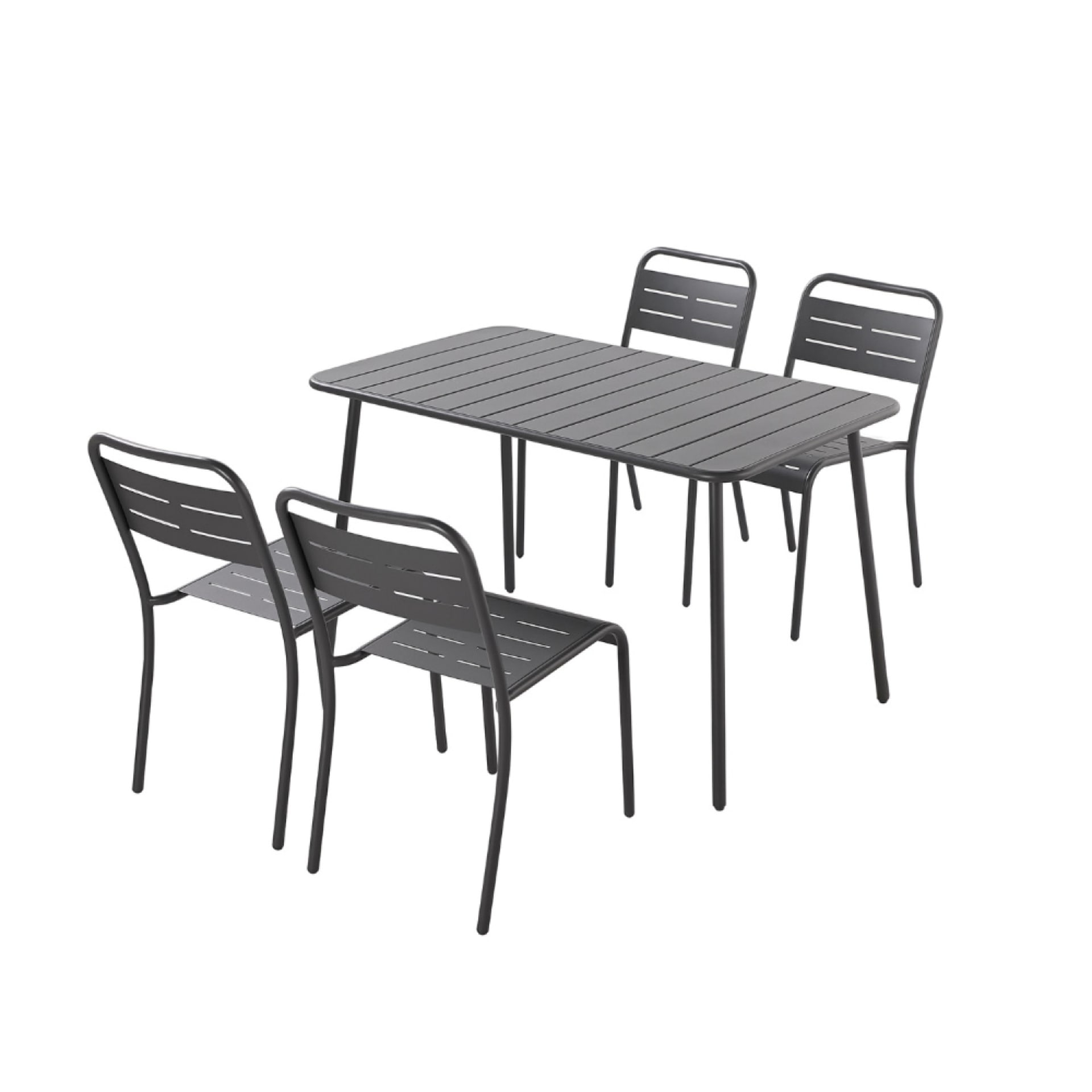 Set aus Gartentisch 120 cm und 4 Stühlen Bergame