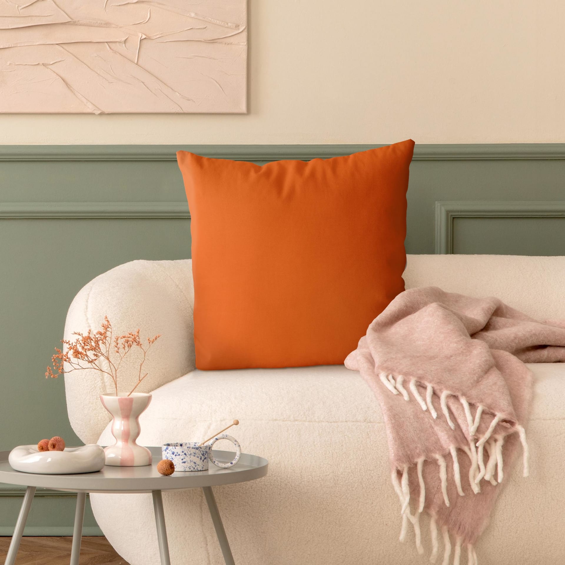 Dekokissen Mohn aus Polyester, orange 50 x 50 cm