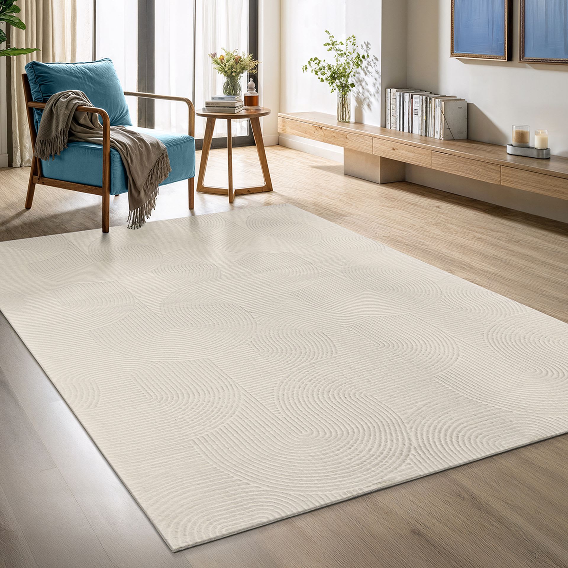 Teppich Wohnzimmer rutschfest Bogen, creme, 300 x 400 cm Rio