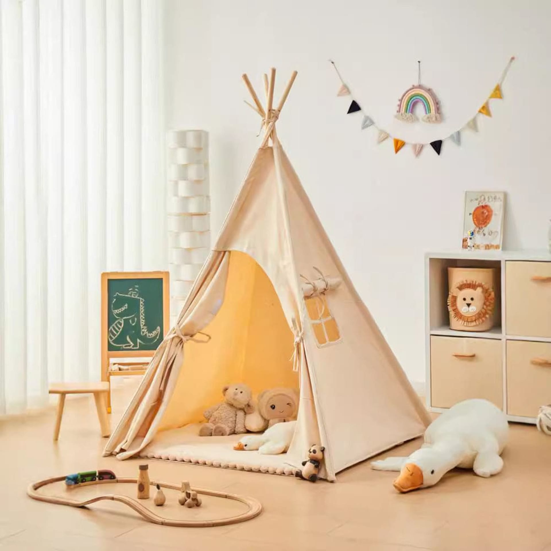 SUNNY Alba Tente Tipi pour Enfants en Gris - Tente de Jeu avec Tapis pour l' intérieur