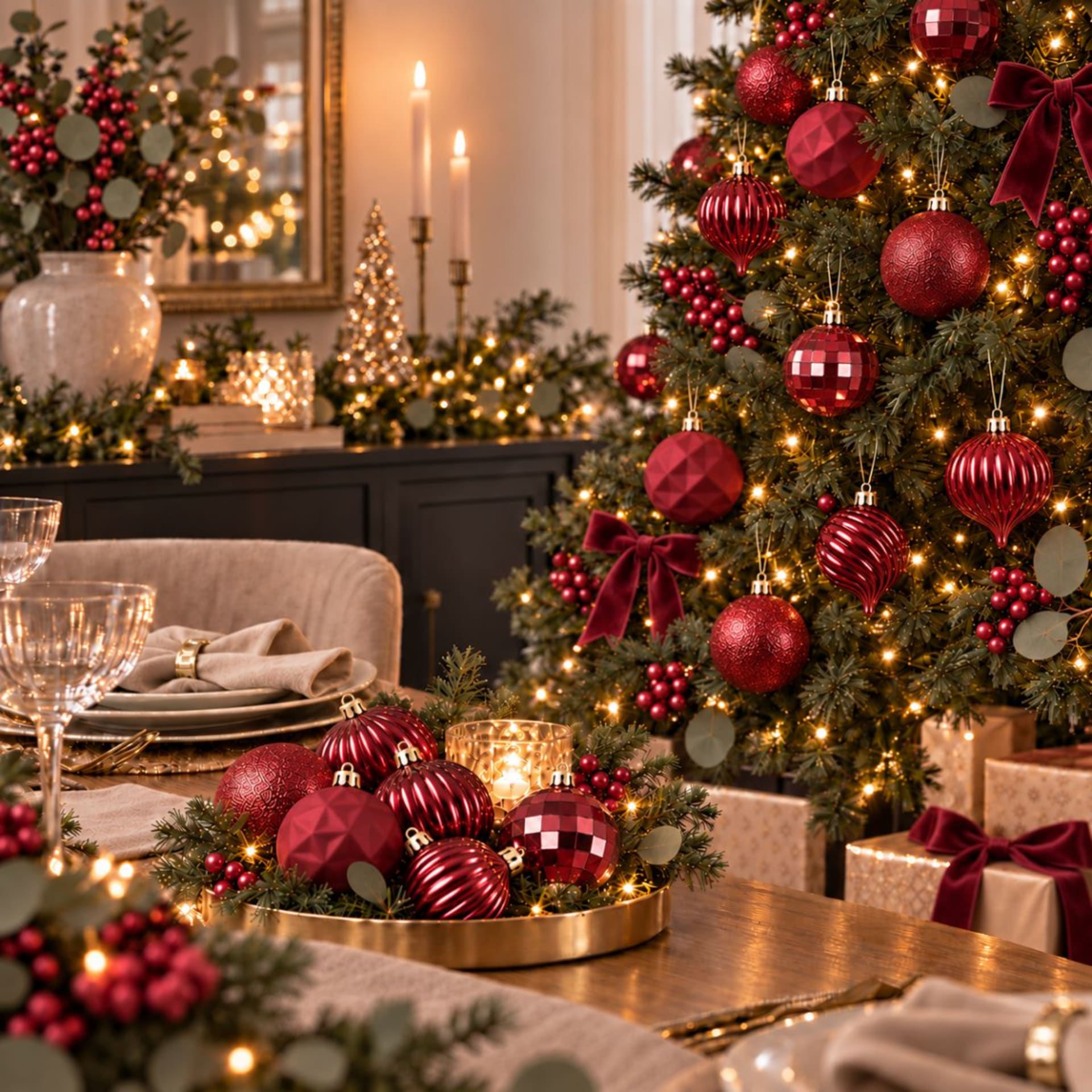Weihnachtskugel Dunkelrot Kunststoff H6xB6xL6cm