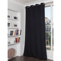 Douceur D'Intérieur Tenda Con Occhielli In Metallo - Poliestere Nero, 140 X 180 Cm, Tinta Unita