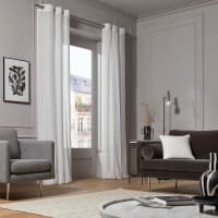 TOPICK TLS Tenda con occhielli, Poliestere, bianco, 140 x 145 cm