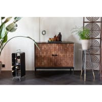Credenza 72x144h cm con ante e vani in legno rovere nordico - Land