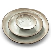 Amsterdam 182046 Organic Piatto Da Portata In Gres 26,5 Cm - Forma Irregolare, Smalto Moderno, Colore Crema