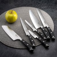 Maxentico Lot 12 Couteaux Cuisine Acier Inoxydable - Couteaux Table Dentés 12,5cm Noir