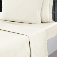 Parure drap plat + 2 taies 50x70 cm ecru 270x300 cm Soft percale | Maisons du Monde