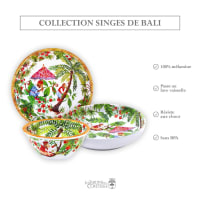Lot 4 Assiettes rondes mélamine tatoo polynésien 4 éléments 25 cm