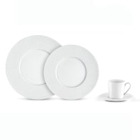 MEDARD DE NOBLAT Lot De 6 Tasses à Thé Avec Soucoupes Baghera Blanc - Porcelaine Élégante