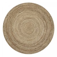 Tapis Rond En Jute Naturel Beige - 60 Cm - Tissé à La Main Pour Salon Ou Chambre