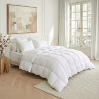 Housse de couette double gaze de coton blanc 200x200 cm | Leroy Merlin