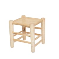 Mini TABOURET Banc Bois et Paille VINTAGE esprit Bohème