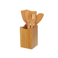 Porte Ustensiles Cuisine Bambou Élégant Dehaus - Pot Rangement Ustensiles