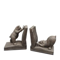 Serre-Livre chat en résine velours noir