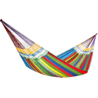 NOVICA Amaca In Cotone Doppia Festive Brazil – Multicolore Con Frange Uncinetto, Portata 204 Kg, Regalo Fair Trade