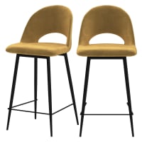 2 Tabourets De Bar En Velours Pivotants - Design Moderne Avec Pieds Métal, Assise Confortable