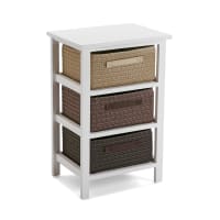 Scaffale Bagno Salvaspazio Rebecca Mobili – 3 Ripiani In MDF E Bamboo, 81x21x30 Cm, Bianco/Marrone, Per Cucina E Organizzazione
