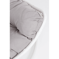 Poltrona sospesa a goccia in polyrattan bianco con cuscini panna - Duna Poltrona sospesa a goccia in polyrattan bianco con cuscini panna - Duna