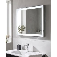 Miroir Salle De Bain Bluetooth HOMCOM 80x100cm Avec LED, Anti-Buée, Lumière 3 Couleurs Et Horloge