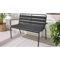 Tavolo da giardino quadrato e 4 panche in metallo rosso, Palavas - Oviala | Leroy Merlin