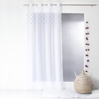 Paire De Petits Voilages Droits Sablés Avec Top à Coeurs - Gris Clair