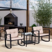 Ensemble IKEA Fauteuil + 2 Tables Basses, Métal Et Tressé, Beige/marron, Moderne, Occasion