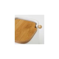 Pot ethnique céramique et couvercle bambou blanc D 11x10.6cm