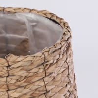 Pot De Fleurs Tissé En Jonc De Mer Avec Doublure - Cache-Pot Déco, Petite Taille (15x11 Cm) - Naturel Et Écolo