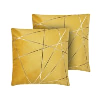 Set Di 2 Federe Per Cuscini 45x45 Cm In Ciniglia, Giallo, Morbide Con Cerniera Invisibile, Per Divano E Auto