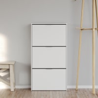 Tvilum Scarpiera Bianca Con 4 Ante Basculanti - 2 Strati, Capacità 24-32 Paia, 162x70x24 Cm