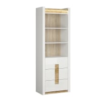 Libreria Con Vetrina Bianca - 82.5x30.5x80 Cm, Legno Multistrato, Per Soggiorno O Cameretta