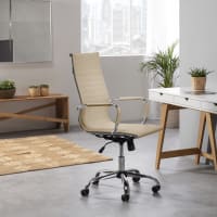 Sedia Da Ufficio Londres Reclinabile Bianco, Ecopelle, Sedia Executive Con Poggiatesta Imbottito Altezza Regolabile Design Ergonomico